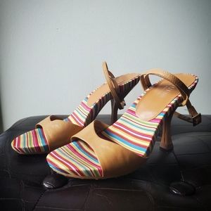 Guess strappy heels, Size 6, camel leather
